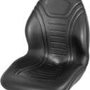 VEVOR Universal Lawn Tractor Seat Replacement, Compact High Back Mower Seat, Black Vinyl Forklift Seat, Central Drain Hole Skid Steer Seat with Mounting Bolt Patterns of 8" x 11.5" & 11.25" x 11.5"