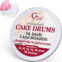 Cakebon Round Cake Drums - Sturdy 1/2 Thick Boards - 14 Inch Professional Fully Wrapped Edges White 1-Pack