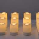 Solar Candle,Outdoor Waterproof Flickering Flameless Pillar Led Electronic Candles with built-in Light Sensor Smart Timer,Dusk to Dawn On/Off Automatic,Rechargeable Battery,3X5 Inch,Set of 2