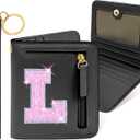 COSHAYSOO Small Wallet RFID Mini Bifold Travel Purse with Initial Letter Slim Thin Compact Pocket Minimalist Wallet Birthday Christmas Valentines Easter Gifts for Girls Friend Women Black L