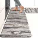 KIMODE Anti Fatigue Kitchen Mats for Floor 17"x47"+17"x29", Abstract Farmhouse Kitchen Rugs, Non Slip Waterproof Kitchen Floor Mats, Comfort Standing Mats for Laundry Office Sink Desk Black Grey