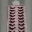 Brown Lashes Natural Look False Eyelashes Faux Mink 6D Wispy Fluffy Eye Lashes DD Curl Fake Eyelashes 9 Pairs Pack