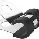 50pcs 1/4 Inch 304 Stainless Steel Rubber Cushioned Insulated Cable Clamps, Pipe Clamps, Metal Clamp, Wire Clamps for Tube, Lines, Automotive, Wire Cord Installation (Black, 6mm)