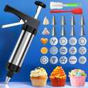 Stainless Steel Cookie Press, Kitchen Baking Set with 13 Discs & 8 Icing Nozzles for Effortless Cookie Creation & Decoration