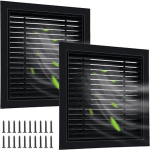Gisafai 2 Pcs 26" x 26" Gable Vent Aluminum Alloy Wall Vents Shed Attic Vent with Screen Return Air Grill with Screws, for Ventilation Exterior Doors Wall House (Black)