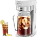 LITIFO Iced Tea Maker and Iced Coffee Maker Brewing System with 2.5quart Pitcher, sliding strength selector for Taste Customization, Stainless Steel (White)