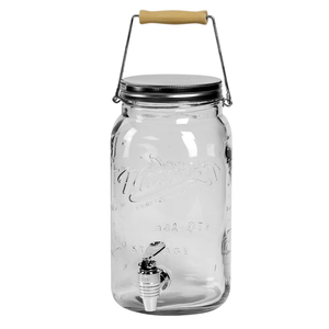 Mason Craft and More Glass Drink Dispenser with Lid - Clear, 4.22 qt