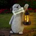 Olekki Solar Dog Garden Statue with Lantern Light  9.2in Outdoor Dog Figurine for Yard Patio Garden Decor, Cute Memorial Gift for Women Mom