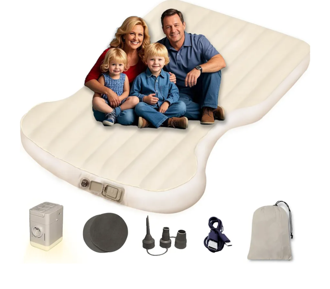 Air Mattress for Tesla Model Y Model 3 2017-2025, Self-Inflating 7" Thickened Camping Bed with Wireless Air Pump, Flocking Surface Portable Air Couch Mat, Model Y Accessories for Outdoor Camping