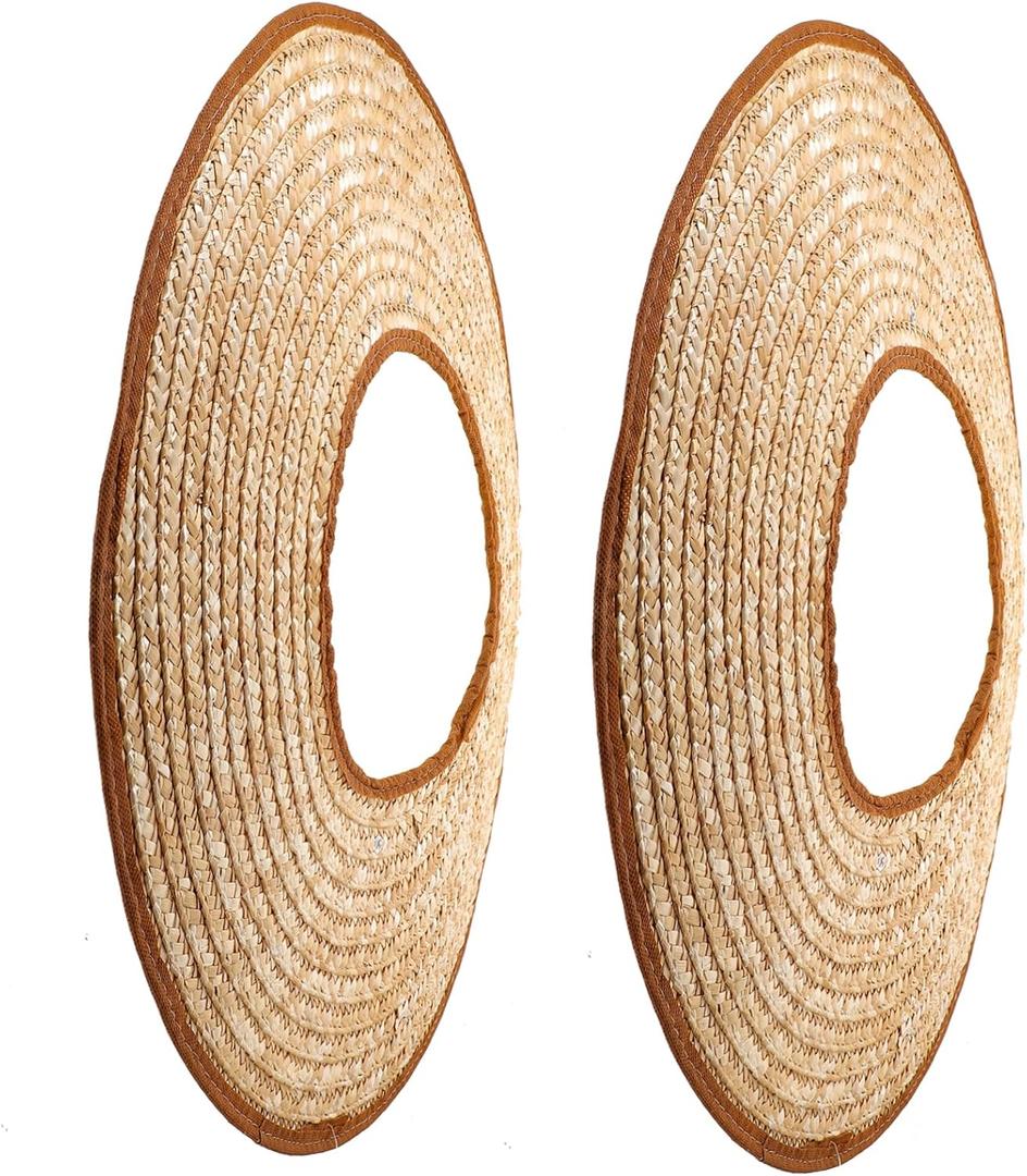 Veemoon Men's Hard Hat Sun Visor Pack of 2 Full Brim Straw Sunshade Shade for Construction Workers Face Protection