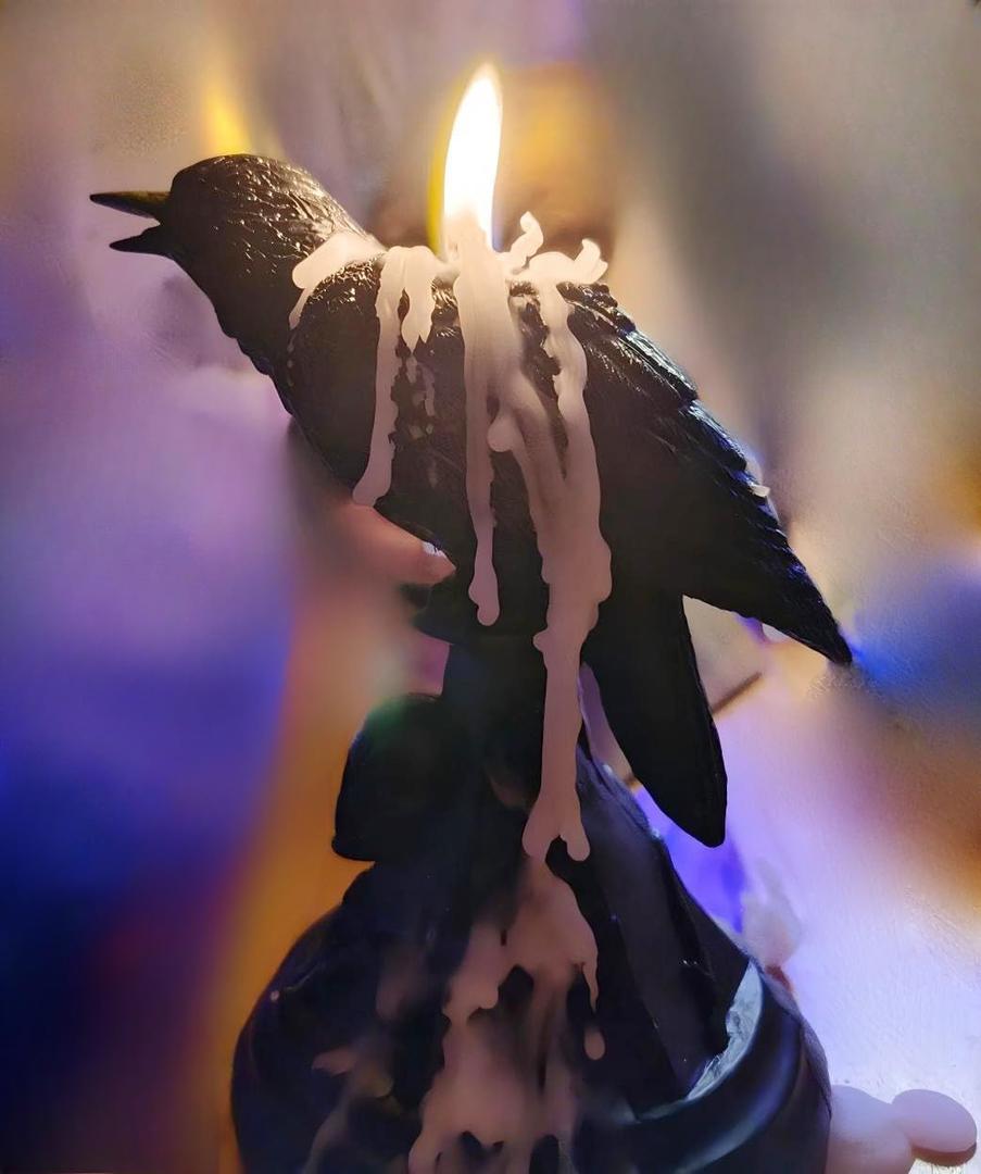 Gothic Raven Skull Candle Holder Statue  Witchy Occult Home Dcor, Christmas & YearRound Spooky Tabletop Statue (Raven)