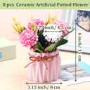 Zeyune 8 Pieces Pink Flowers in Ceramic Vase Women Pink Office Decoration Table Flowers Centerpieces Small Fake Hydrangeas with Pot for Spring Party Wedding Decor Mother Gifts