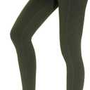 THE GYM PEOPLE Thick High Waist Yoga Pants with Pockets, Tummy Control Workout Running Yoga Leggings for Women (Medium, Dark Olive)