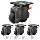 Leveling Casters Heavy Duty,4-Pack,Non-Scratch Nylon Wheels & Steel Ball Rollers, Adjustable Handle for Uneven Floors for Workbench,Equipment,Shelves,Industrial Casters,Total Capacity 2600Lbs80F