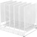 EASEPRES 5 Section Vertical Metal Mesh Desk File Organizer, Spacing Adjustable Upright Desktop Paper Mail Document Magazine Sorter Folder Holder for Workspace Office School Home, White