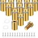Uxcell 12 Pcs 1/2" x 1" Standoff Screws Stainless Steel Wall Mount Sign Mounting Hardware Kit with 14pcs Screws for Hanging Acrylic Glass Signs Advertising Boards, Brushed Gold