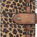 CLUCI Small Wallet for Women Leather Slim Womens Wallet Bifold Multi Card Holder Organizer Designer with Removable ID Window (Leopard)