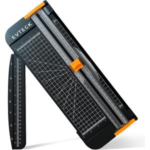 Evteck Paper Cutter 12 Inch Paper Trimmer Slider Crafting Scrapbooking Supplies for A4 Vinyl Photo Cardstock with Security Blade and Foldable Ruler (Black)