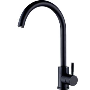 High Arc Matte Black Kitchen Faucet Single Handle Stainless Steel,Commercial Single Hole Kitchen Sink Faucet,Modern One Hole Bar Sink Faucet (Matte Black) (No Deck Plate)