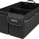 MIKKUPPA Car Trunk Organizer - 50L Collapsible Trunk Organizer, Sturdy Car Storage for SUV Auto Truck Van with Non Slip Bottom (Black) (Medium - No Lid)