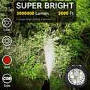 Rechargeable Spotlight Flashlight, Super Bright 3 LED 3000000 Lumen Long Lasting Handheld Spot Light Spotlight for Hunting Boating Camping