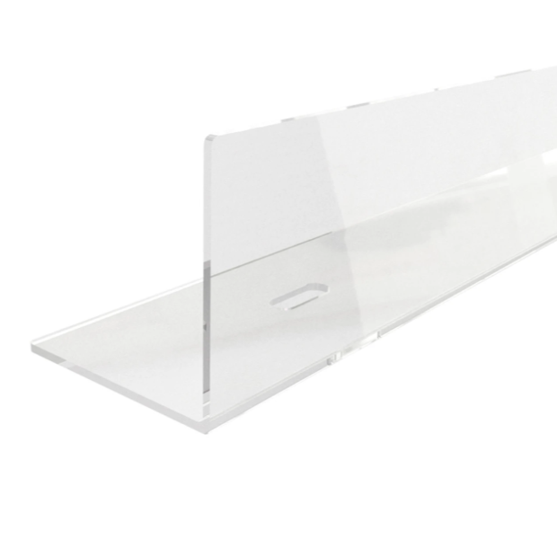 Heavy Duty Acrylic Gondola Clear Rack | Clear Shelf Front Lip |