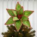4 Pcs 17 Inches Jumbo Artificial Christmas Flowers Ornaments Large Glitter Flowers Christmas Poinsettias Picks for Xmas Poinsettias Xmas Tree Decor for Wreath Garland Indoor Outdoor Decor