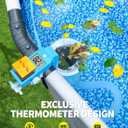 BluSwim Above Ground Pool Skimmer with Solar Digital Thermometer | Wall Mount Surface Skimmer - Auto Skimming Pool Floating Debris | 2 Upgraded Bracket - More Stable & Height Adjustable