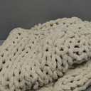 Bigacogo Chunky Knit Throw Blanket for Couch, 40x60 inches, 100% Hand Knitted with Thick Jumbo Chenille Yarn, Cozy Soft Large Rope Knot Cable Crochet Blankets for Sofa Bed Living Room, Beige