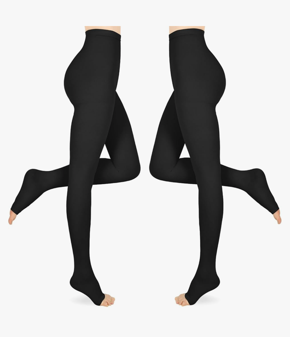 Compression Pantyhose for Women & Men, 2 Pairs 15-20mmHg Medical Graduated Compression Stockings Leggings Size 3XL, Black