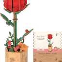 3D Flower Wooden Puzzles for Adults-Red Rose, DIY Wooden Flowers Model Kit Building Set Crafts for Adults to Build, Botanical Collection/Ideal Creative Gift Ideas/Housewarming (106PCS)