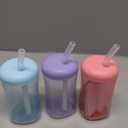 The First Years Squeeze & Sip Toddler Straw Cups - Squeezable Transition Sippy Cup with Silicone Straw - Toddler Feeding Supplies - Pink/Purple/Blue - 7 Oz - 3 Count - Ages 6 Months and Up