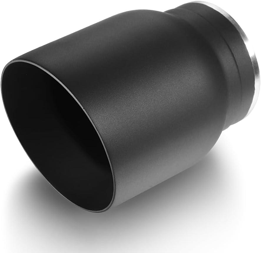 LCGP 3" Inlet Universal Exhaust Tip, 4" Outlet - 5" Long, Black Double Wall Angle Cut