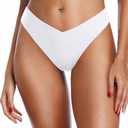 Zmart Women Cheeky Bikini Bottoms V Cut Swim Bottom High Cut Swimsuit Low Waist Low Rise Bathing Suit XXS