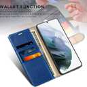 Belemay Compatible with Galaxy S21 FE 5G Wallet Case (6.4 inch) Premium Leather Flip Case [RFID Blocking] Card Holder [Undetachable Interior Shell] Magnetic Folio Folding Cover for Men Women, Blue