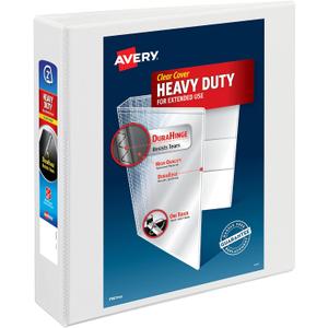 Avery Heavy-Duty View 3 Ring Binder, 2" One Touch Slant Rings, Holds 8.5" x 11" Paper, 1 White Binder (05504) (Regular)