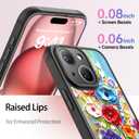FUNMIKO Case for iPhone 14 - Wireless Charging & Military-Grade Protection - Wildflower Design for Women Girls, Non-Slip Matte Cover Shock-Absorbing Corners - Abstract Flowers