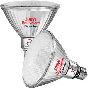 Explux 300 Watt Equivalent PAR38 LED Flood Light Bulbs, Ultra Bright 3600 Lumens, Dimmable, Full-Glass Outdoor Waterproof & Anti-Ageing, 5000K Daylight Spotlight, 2-Pack