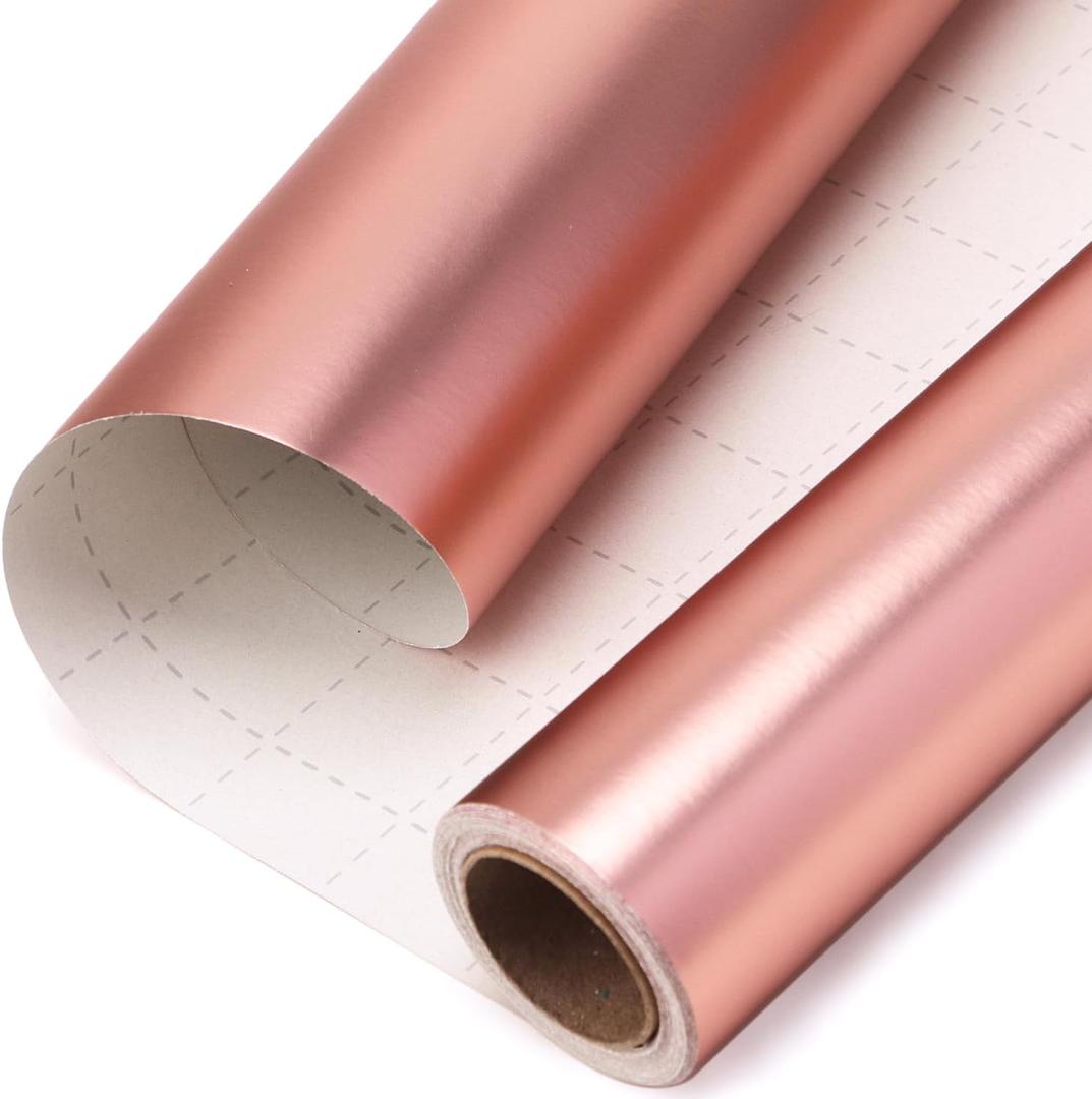 Ribbli Rose Gold Metallic Wrapping Paper Matte Rose Pink Solid Color Paper Perfect for Birthday Mothers Day Christmas Baby Shower Wedding Valentine's Day- 30 Inch x 394 Inch(33Feet)