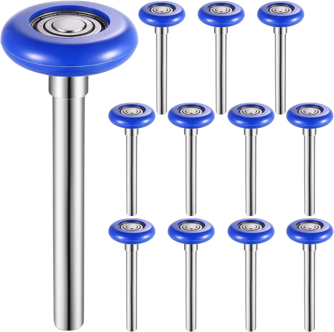 Funtery 12 Pcs Nylon Garage Door Roller 1.8 Inch Blue Garage Door Replacement Wheels for 2'' Track 6200ZZ 4.7'' Stem Quiet Seals Bearings Residential Commercial