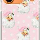 Pink Santa Phone Case Compatible with iPhone 17 Pro, Vintage Christmas Phone Cover for iPhone 17 Pro