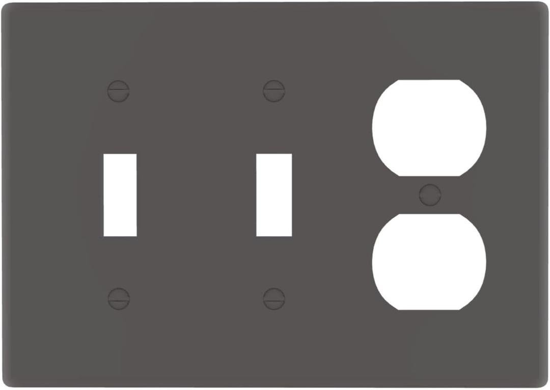 Grey/Gray 3 Gang 2 Toggle 1 Duplex Combination Light Switch Plate Decorative Triple Toggle Wall Plate Cover Electrical Faceplate Switch Face Plate