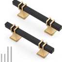 10 Pack 3 Inch Black & Gold Cabinet Pulls - Modern Kitchen Cabinet Hardware (3 inch (76mm) hole center)