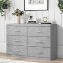 Galano Carmelo 6 Drawer Dresser with Interlock  Wooden Chest of Drawers for Bedroom, Nursery, Kids Closet Organizer, Wide Storage Cabinet, 46.5" W x 16.3" D x 31.7" H, Concrete Cool Grey