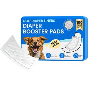 Disposable Dog Diaper Liners Booster Pads for Male & Female Dogs - 100ct | Diaper Inserts fit Most Washable Dog Wraps and Belly Bands,Regular
