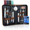 Manicure Set Women and Men – 12-Piece Professional Grooming Kit with Premium Tools, Genuine Leather Case, and exclusive Glass Nail File for Hand & Foot Care, German Quality