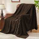 BEDELITE Brown Throw Blanket for Couch and Bed- Super Soft and Warm 3D Checkered Fluffy Fuzzy Fleece Blanket, Luxurious Plush Cozy Blanket for Room Decor Spring, 50x60 inches