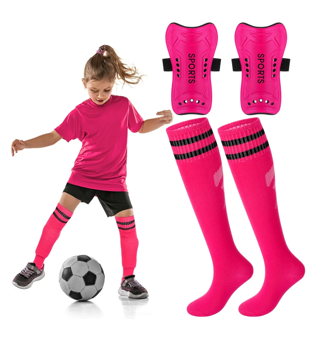 Syhood Soccer Shin Guards and Socks for Toddler Kids Youth, Lightweight Soccer Shin Pads Protective Defender Gear for 3-5, 5-10, 10-15 Years Old Children Teen Boys Girls Sports Game S
