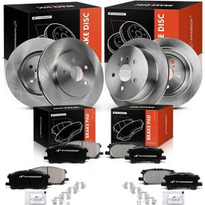 A-Premium Front Vented and Rear Solid Disc Brake Rotors + Ceramic Pads Kit Compatible with Select Toyota and Lexus Models - Highlander 2006-2007, RX330 2004-2006, RX350 2007-2009, RX400h, 12-PC Set