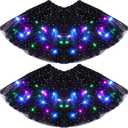 2 Pack LED Tutu Skirt Layered Tutus for Women Light up 80's Tulle Tutu Skirt Party Halloween Cosplay Costume (Black)